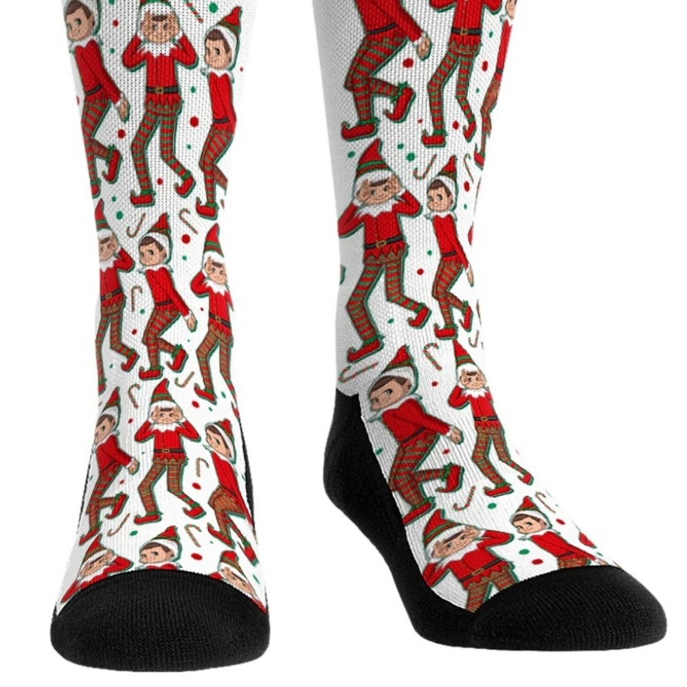 Rock Em Socks Elf Griddy Patterned Christmas Socks